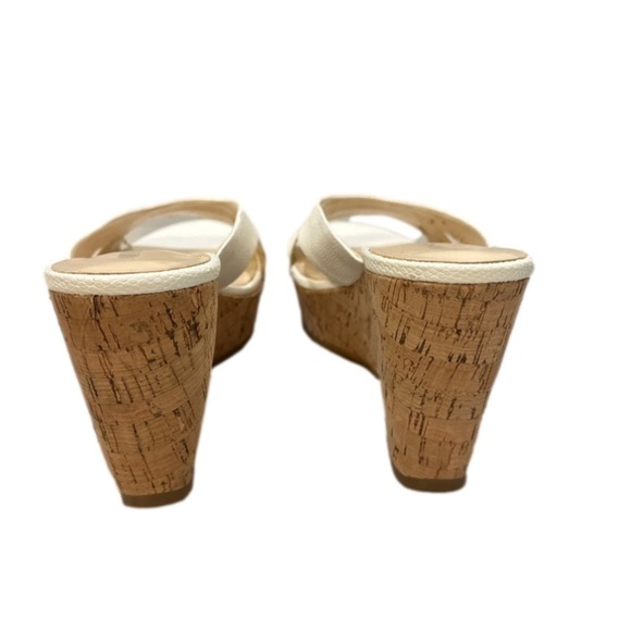 Nine West Cork Wedges Slip On Open Toe White Sandals size 9.5 - Picture 2 of 11